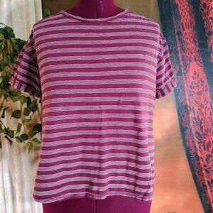 EUC Westbound Sz XL Burgundy Striped Modal Blend Soft Relaxed Fit Crew Neck Tee